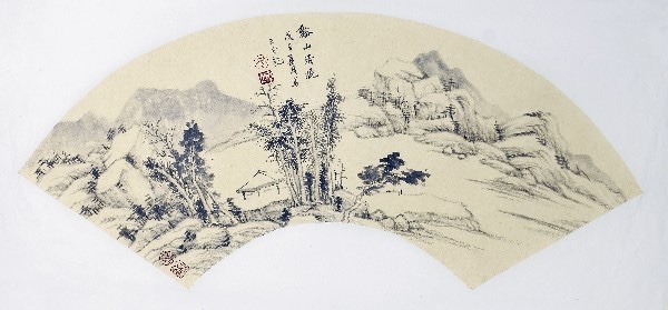 管磊《扇面（溪山清晓）》